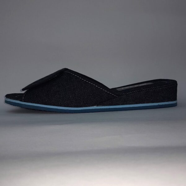 Ojotas chinelas de jean con velcro para mujer punta abierta Marysabel