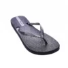 ojotas chinelas ipanema negras con brillos grises