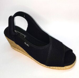 Sandalias Gitanas de Mujer Mac Pie con Taco Chino y Abrojo – Lona de Algodón Negra, Talles 35 al 40