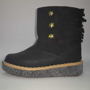 Botitas Borcegos de Eco Cuero Negro y Visón con Estrellas – Estilo Vaquero – Talles 21 al 23