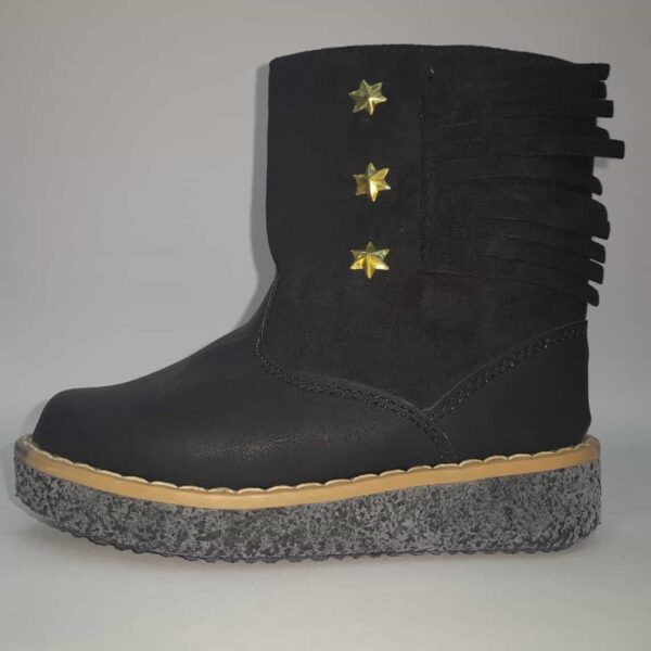 Botitas Borcegos de Eco Cuero Negro y Visón con Estrellas – Estilo Vaquero – Talles 21 al 23