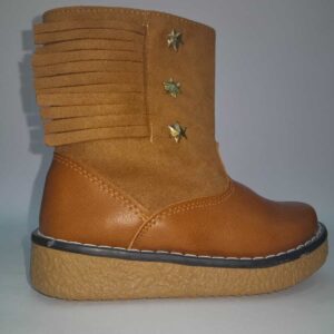 Botitas Borcegos de Eco Cuero Negro y Visón con Estrellas – Estilo Vaquero – Talles 21 al 23