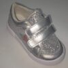 Zapatillas Plateadas con Glitter y Corazón Rojo – Doble Velcro Pians (Talles 22 al 26)