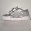 Zapatillas Plateadas con Glitter y Corazón Rojo – Doble Velcro Pians (Talles 22 al 26)