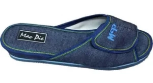 Chinelas de Jean para Mujer con Taco medio abrojo-velcro